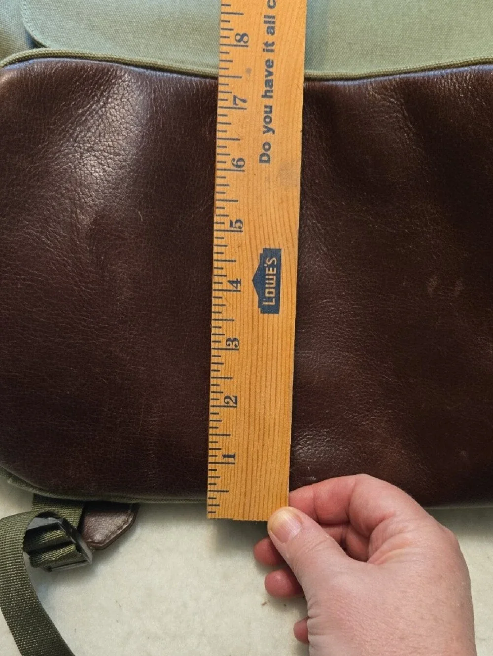 Ever Forward Green Canvas Back Pack Bag with Leather Accent